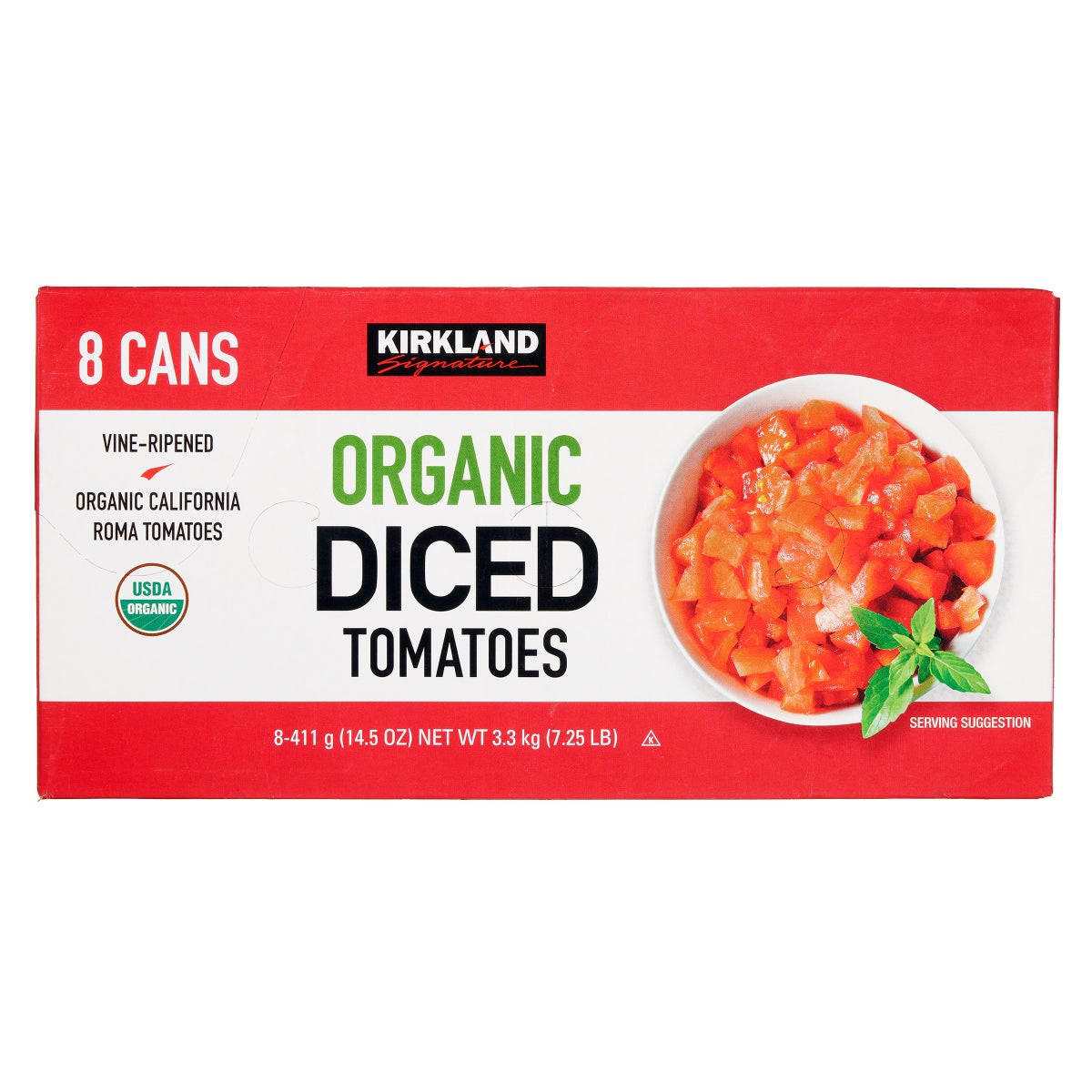 Kirkland Signature organic diced tomatoes 8-count pack