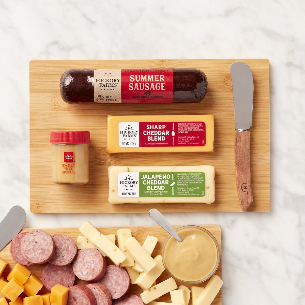 Hickory Farms charcuterie gift set with sausage and cheddar blends