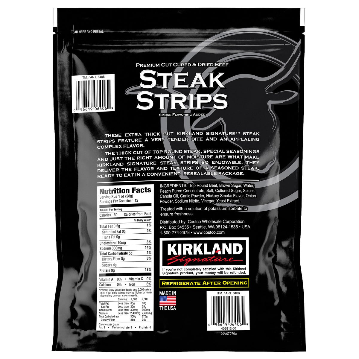 Kirkland Signature extra thick steak strips ready to eat snack