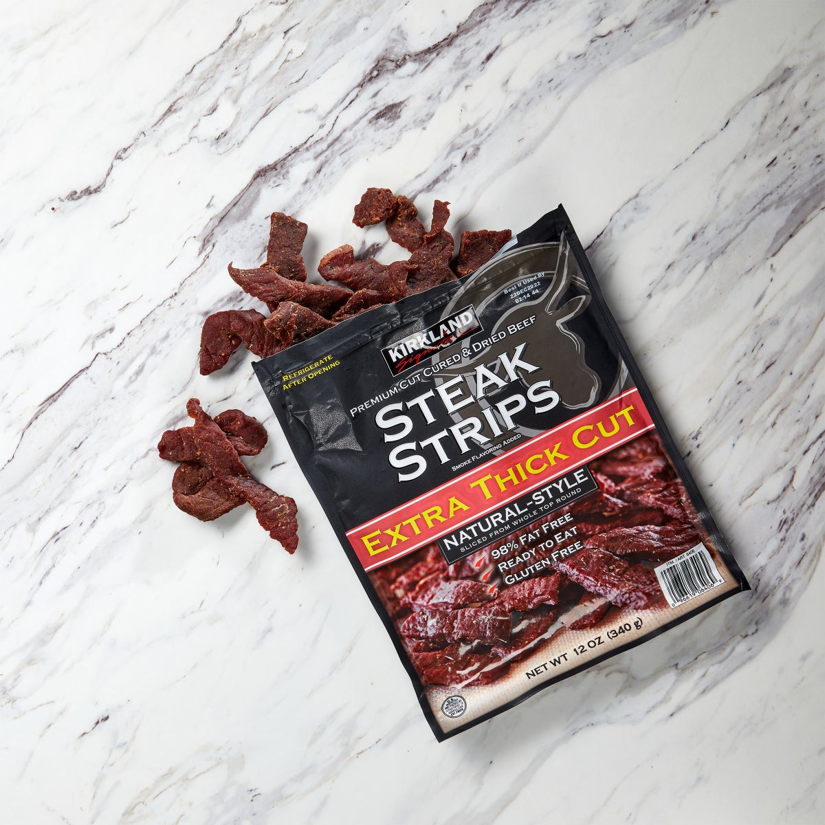 Gluten free Kirkland Signature steak strips with smoked flavor
