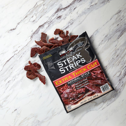 Gluten free Kirkland Signature steak strips with smoked flavor
