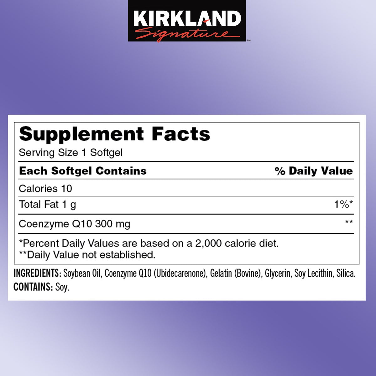 Kirkland Signature CoQ10 100 softgels package