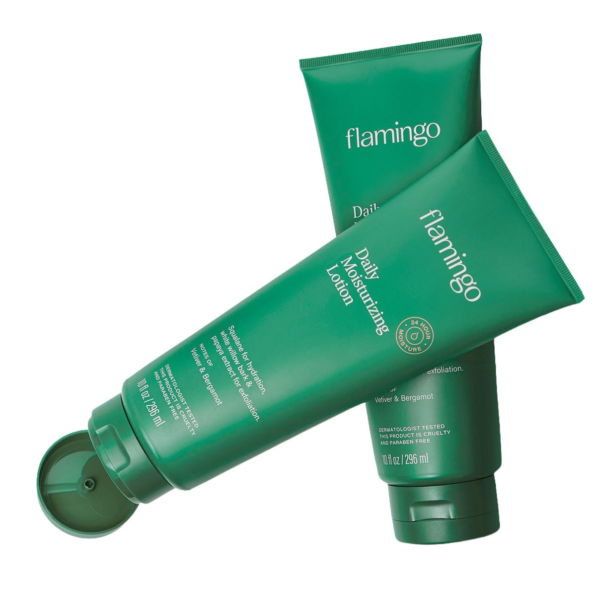 Flamingo daily moisturizing lotion close-up label