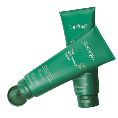 Flamingo daily moisturizing lotion close-up label
