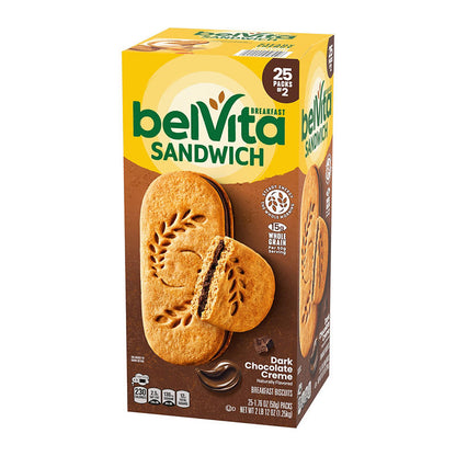 Individually wrapped BelVita chocolate breakfast biscuits