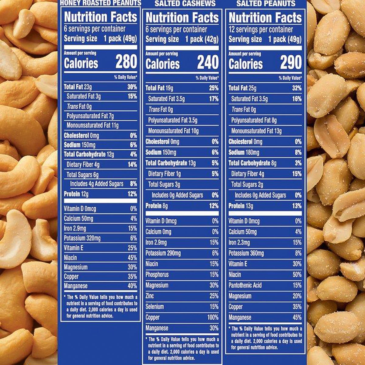 Planters snack pack with cashews and peanuts