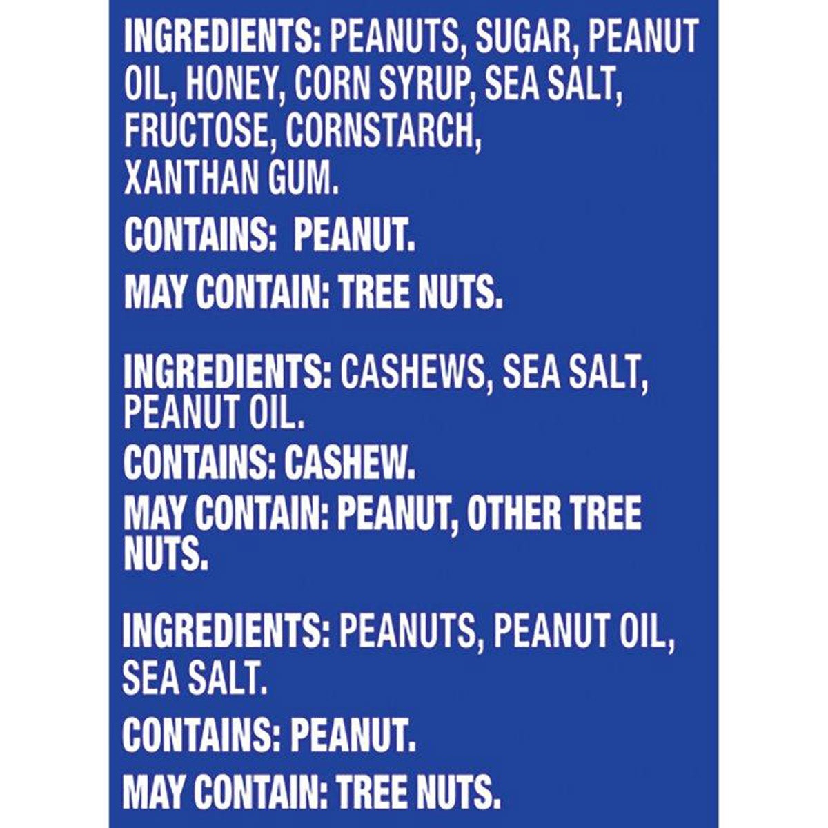 Planters variety pack of cashews and peanuts