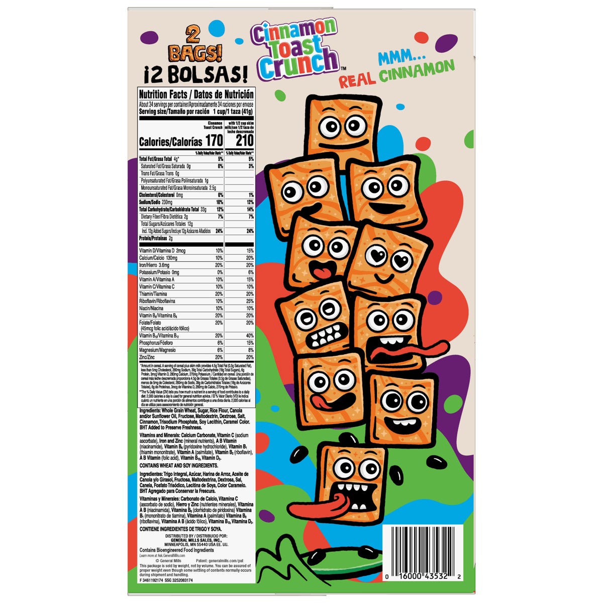 Family-size cinnamon sugar breakfast cereal by General Mills
