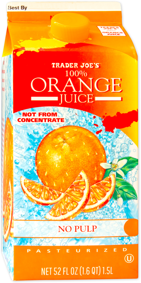 Trader Joe's 100% orange juice no pulp kosher beverage
