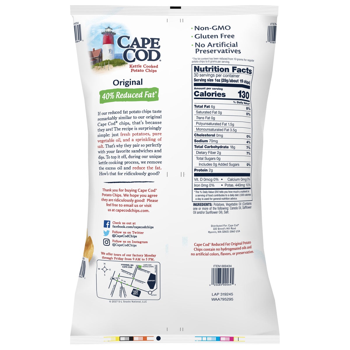 Cape Cod chips large family size snack bag