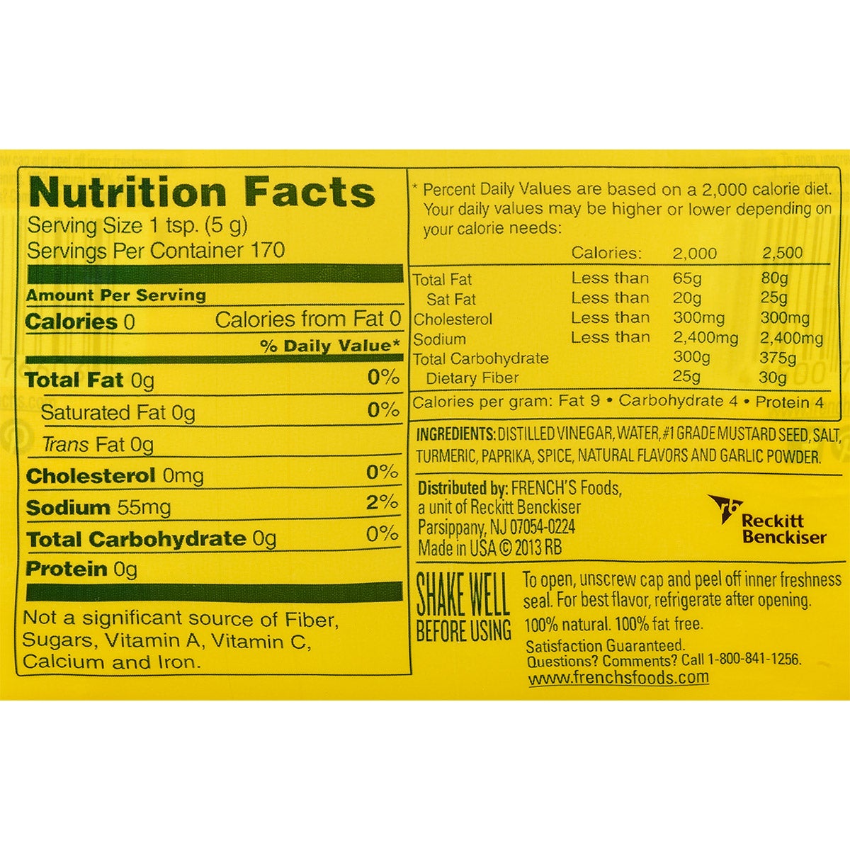 French's yellow mustard bottle label and packaging
