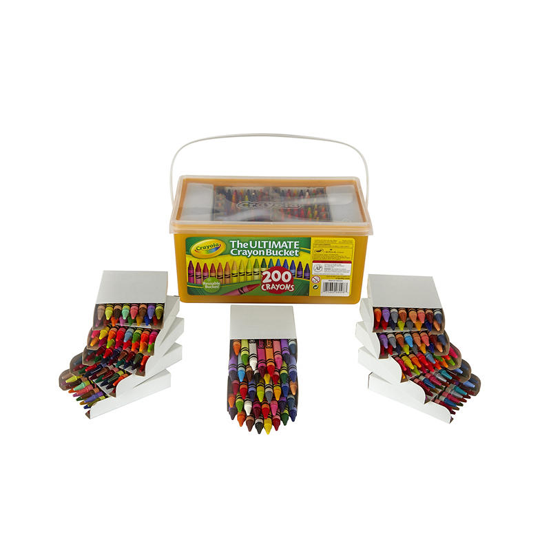 Reusable bucket with 200 Crayola crayons