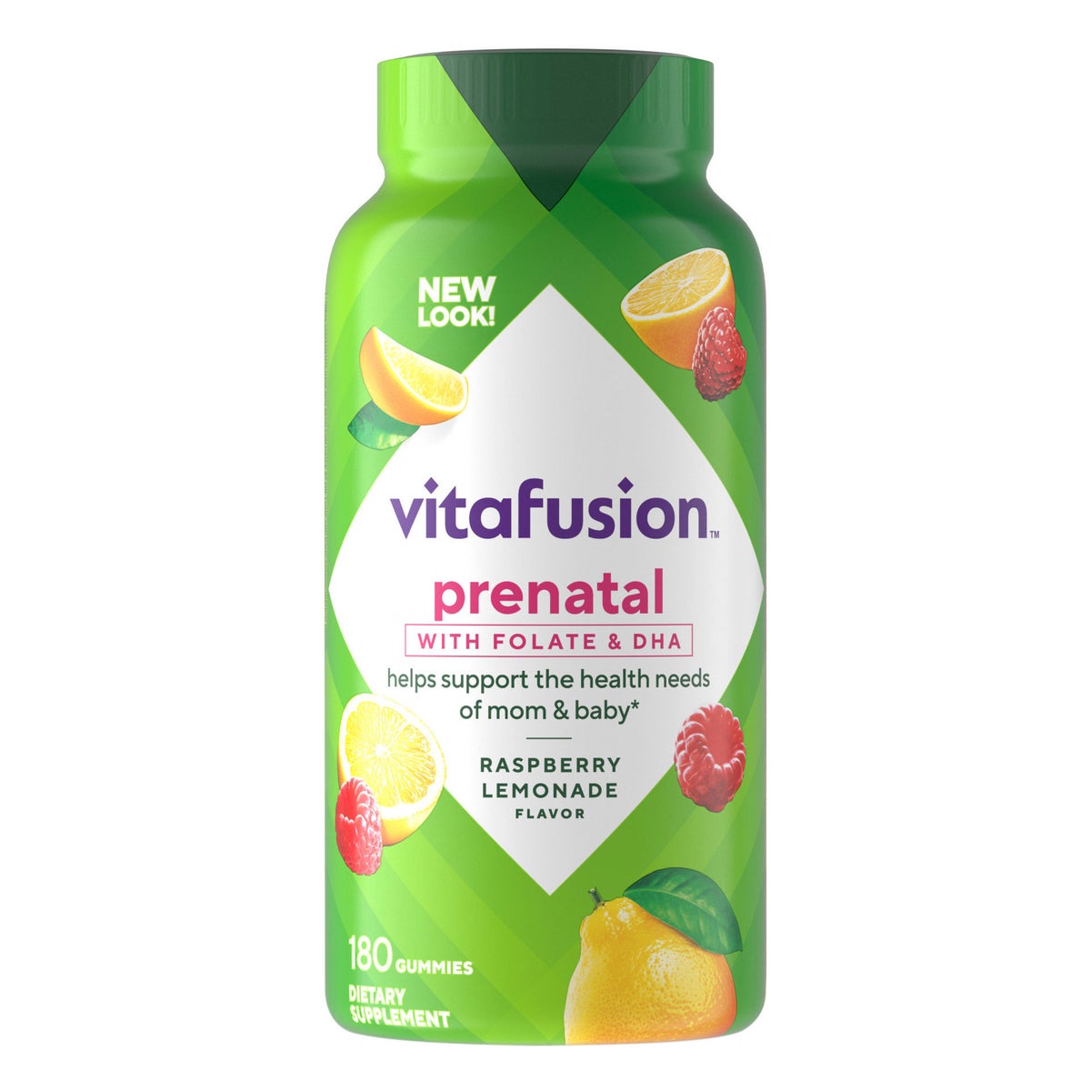 Vitafusion prenatal multivitamin gummies with folate and DHA, 180 count