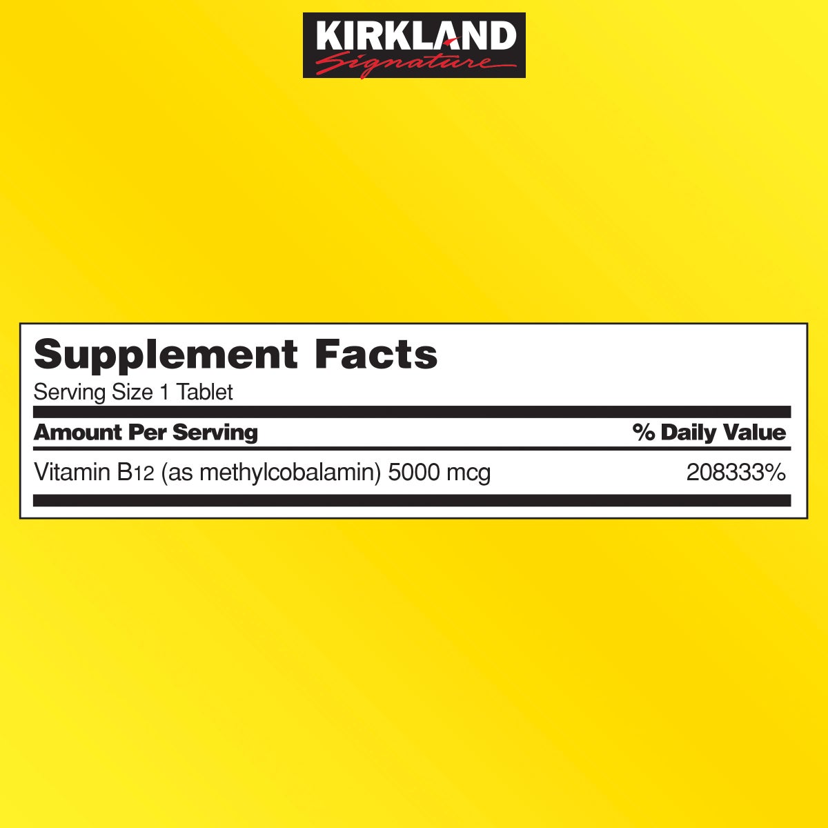 Kirkland Signature cherry-flavored B-12 supplement bottle