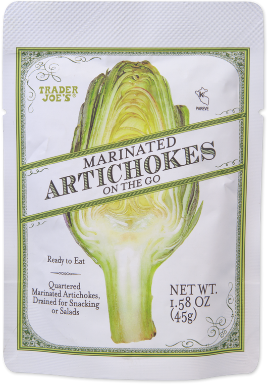 Trader Joe's marinated artichokes on the go kosher pack
