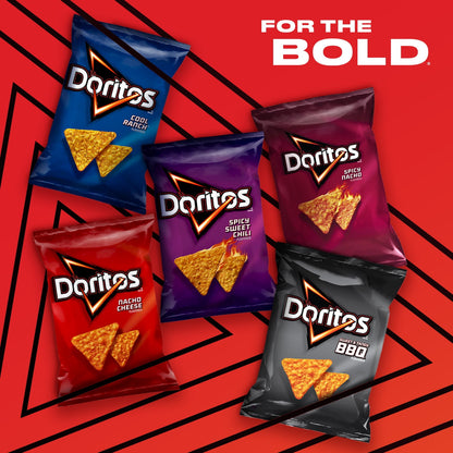 Doritos tortilla chips with bold nacho cheese flavor