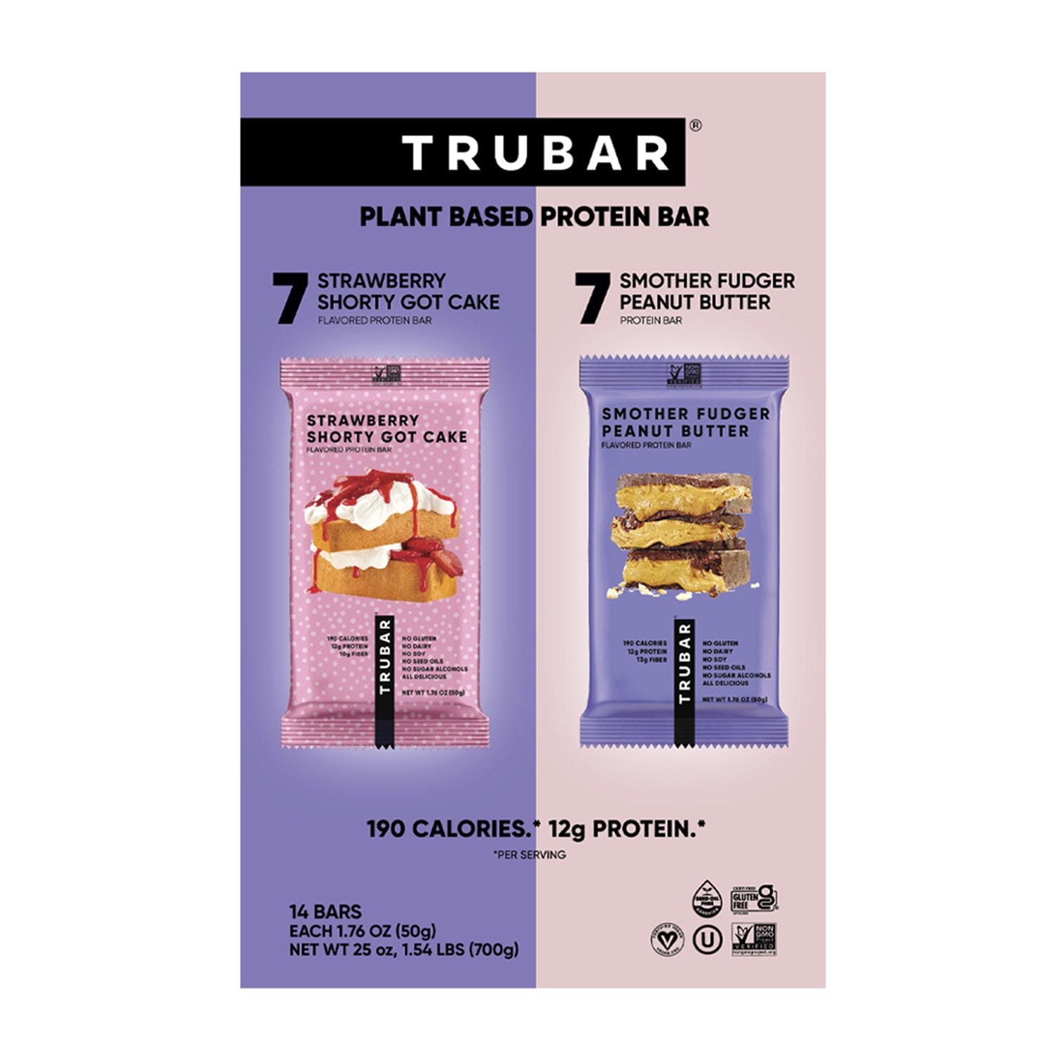 TRUBAR plant based protein bar variety pack 14 count