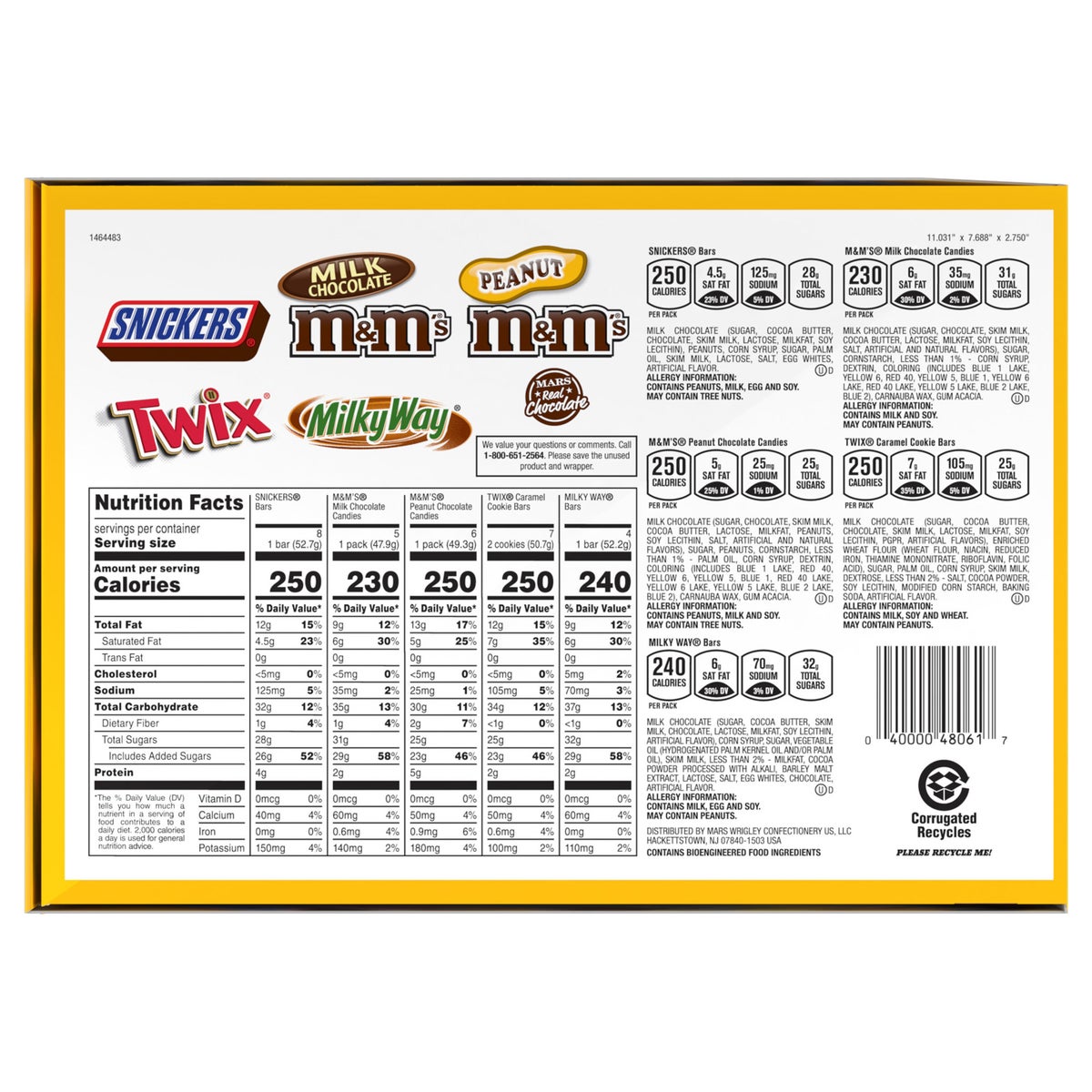 Individually wrapped chocolate candy bars variety pack