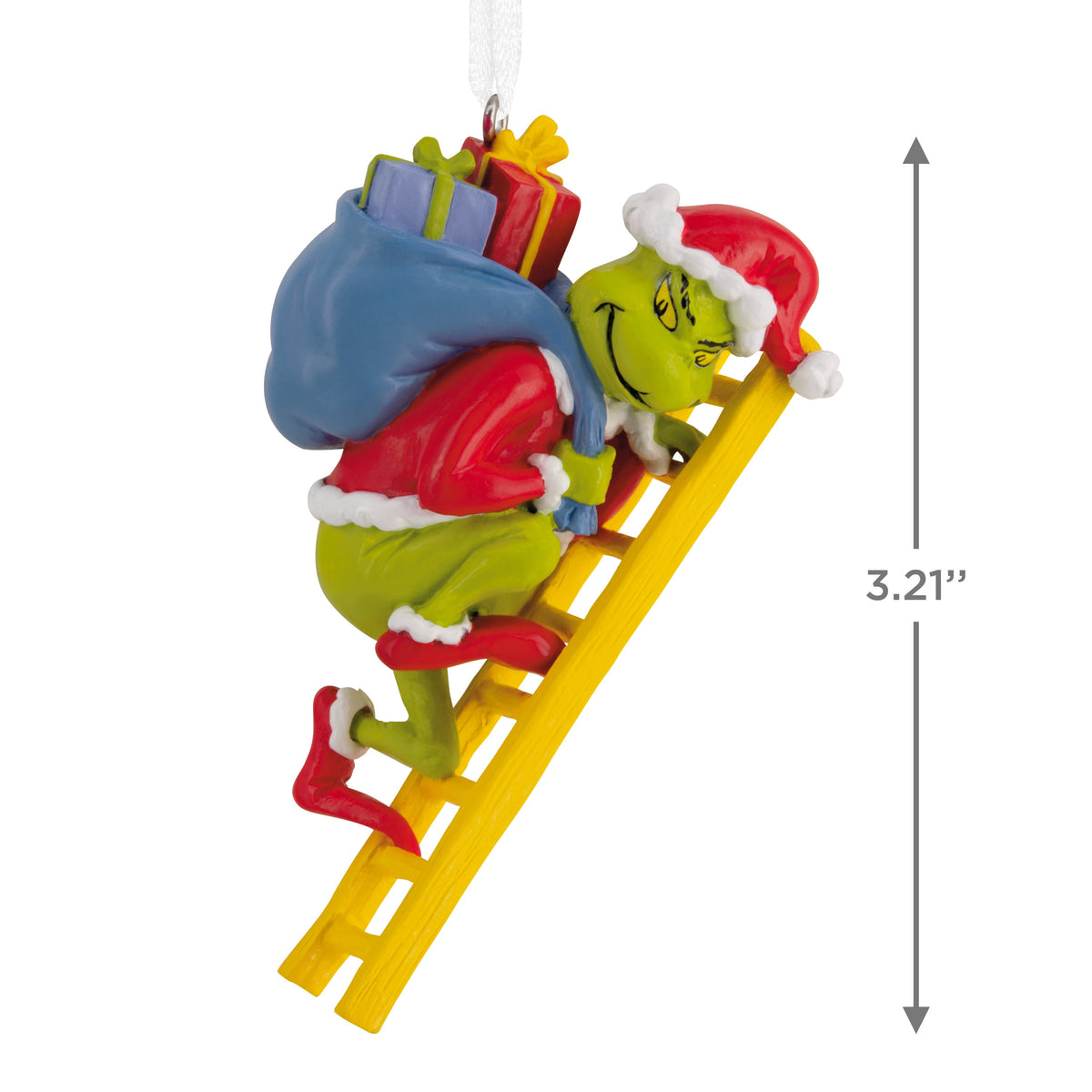 Grinch ornament featuring a homemade Santa hat