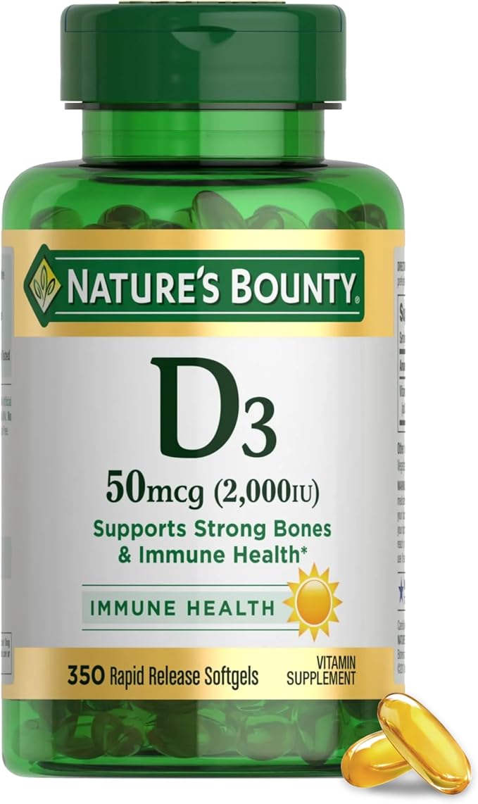 Nature's Bounty Vitamin D3 2000 IU 350 softgels bottle