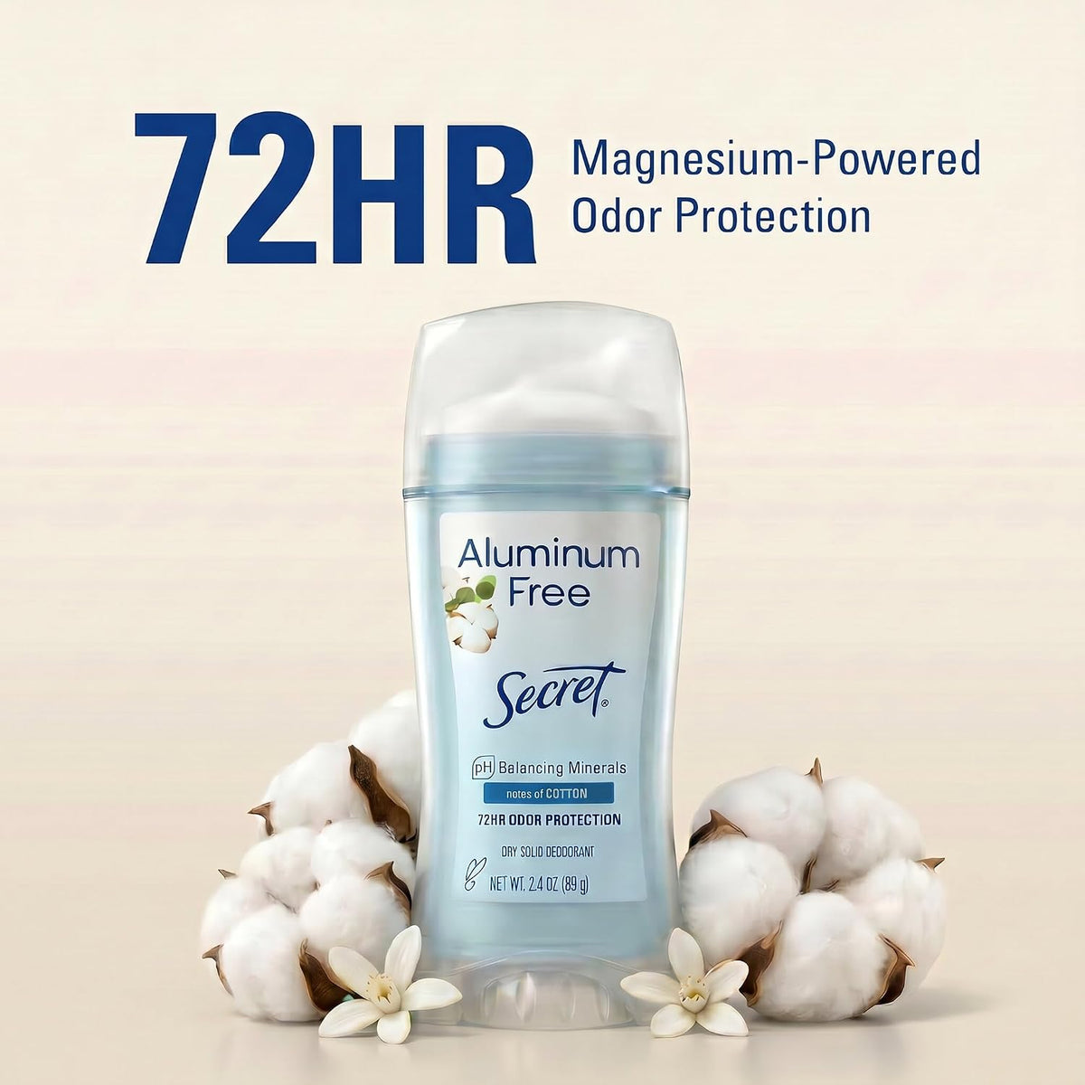 Secret deodorant free of parabens dyes talc and baking soda