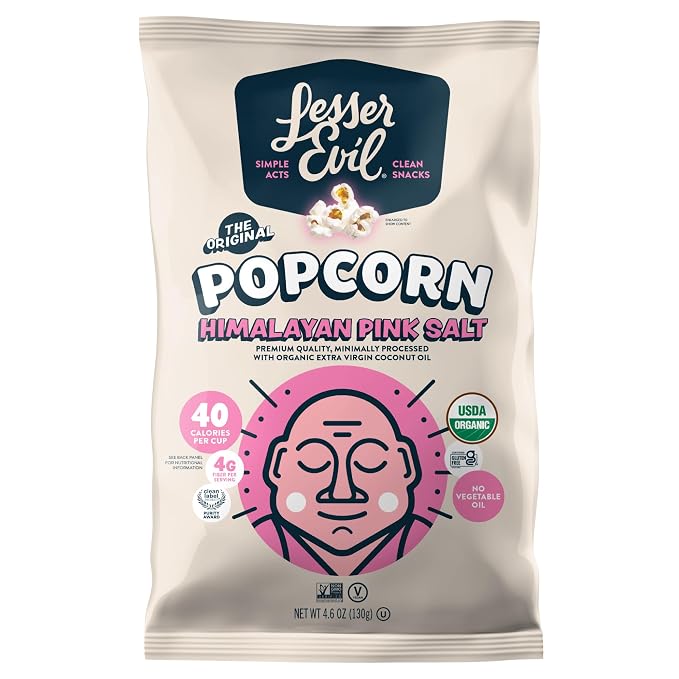 LesserEvil Himalayan Pink Salt popcorn 4.6 oz bag