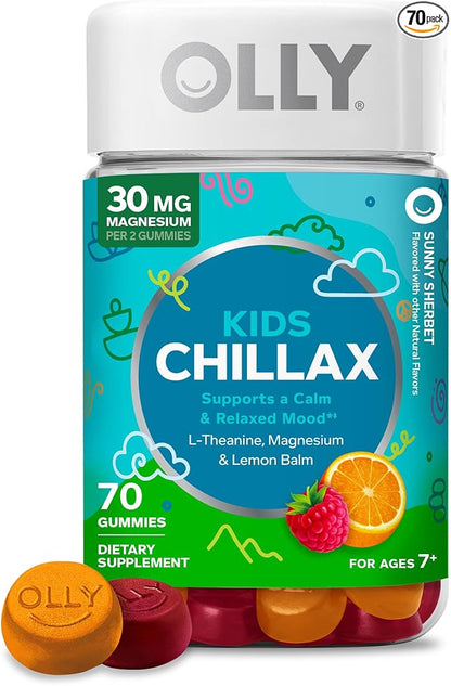 OLLY Kids Chillax Magnesium Gummies 70 count bottle