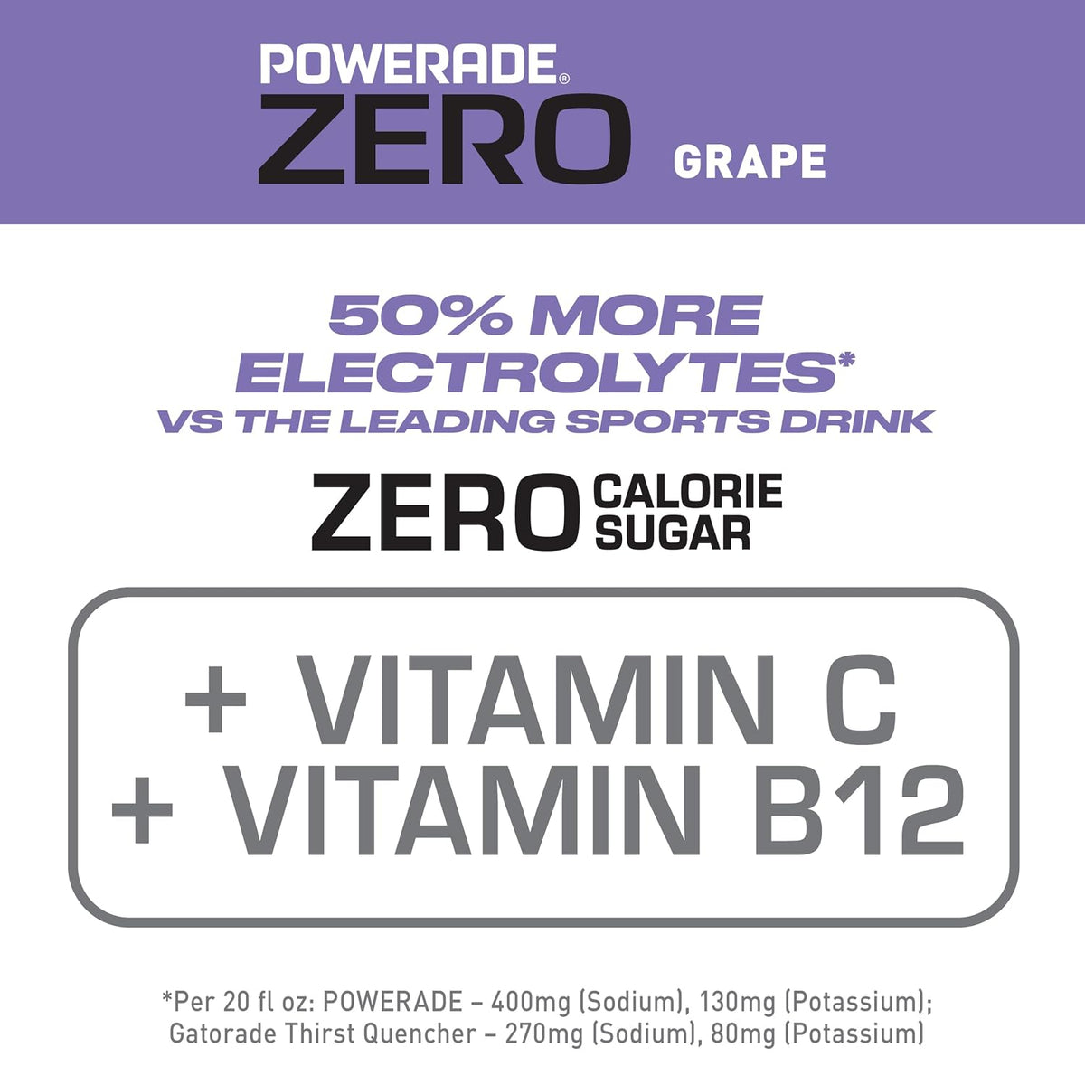 POWERADE ZERO Grape hydration drink bottles