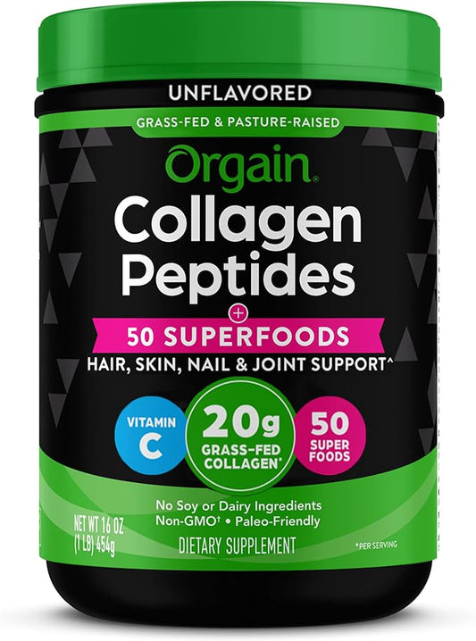 Orgain hydrolyzed collagen powder with superfoods 1 lb container