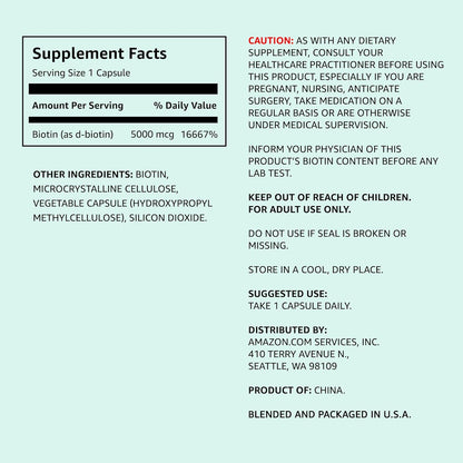 Amazon Basics 130 count vegan biotin capsules