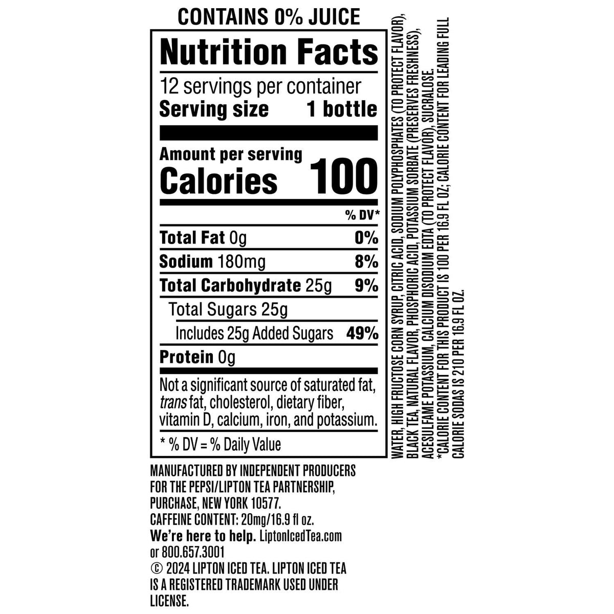Pack of 12 Lipton Peach Iced Tea bottles
