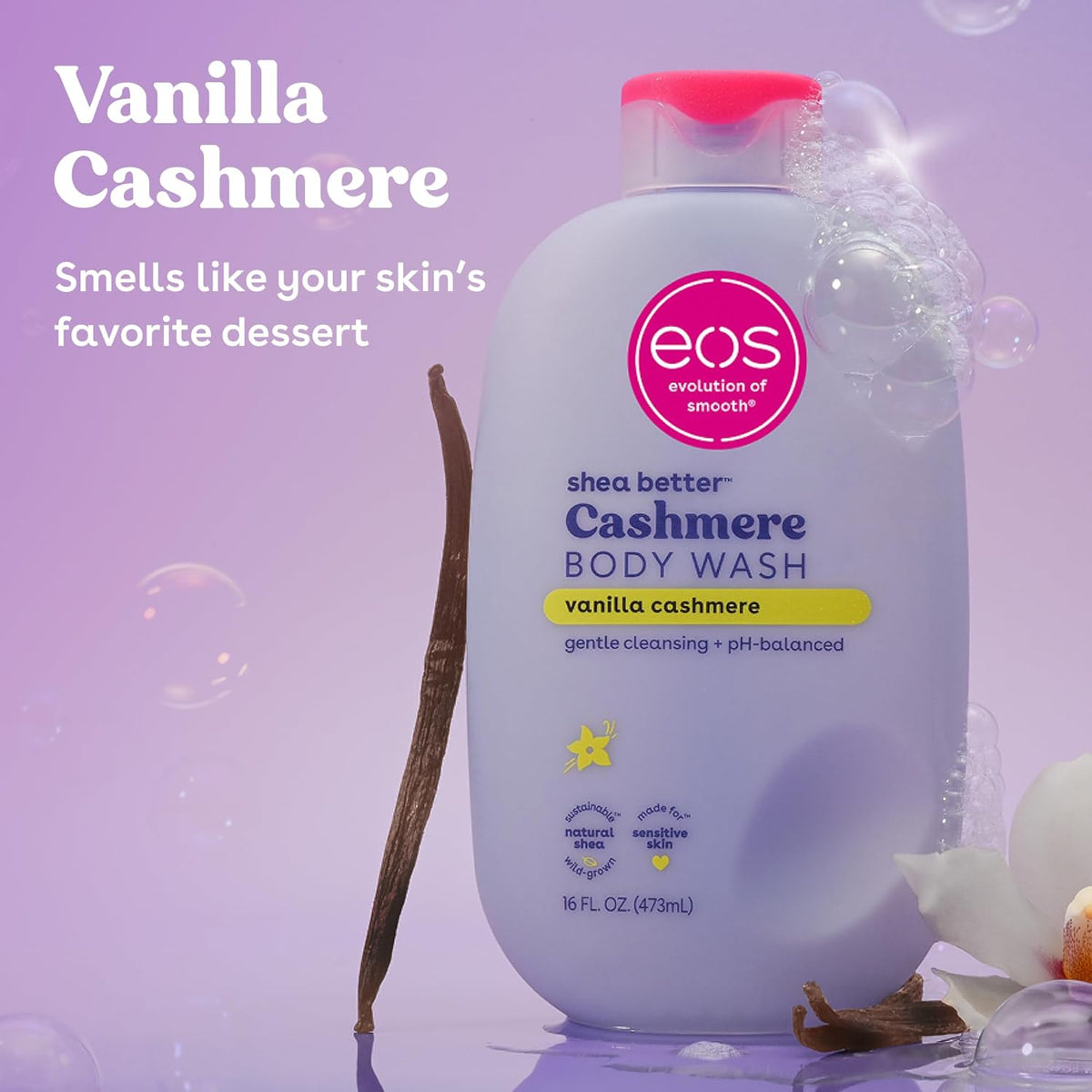 Vanilla Cashmere eos body wash for daily cleansing