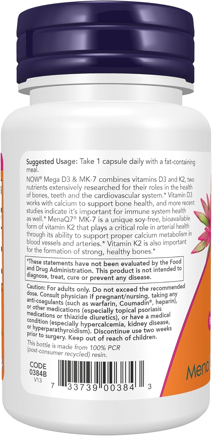 Vitamin D-3 and K-2 combination supplement by NOW