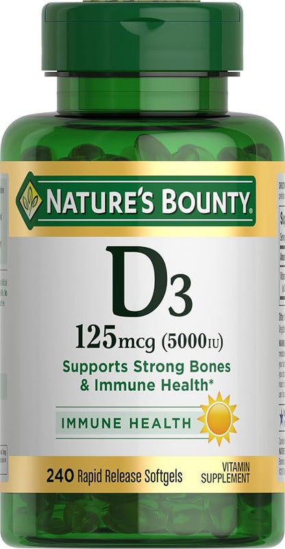 Nature's Bounty Vitamin D3 5000 IU softgels bottle