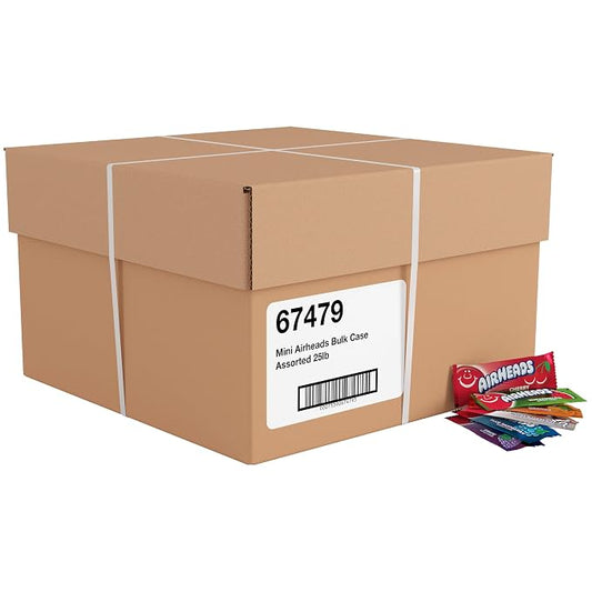 Airheads mini taffy candy assorted variety pack, 25 lb box