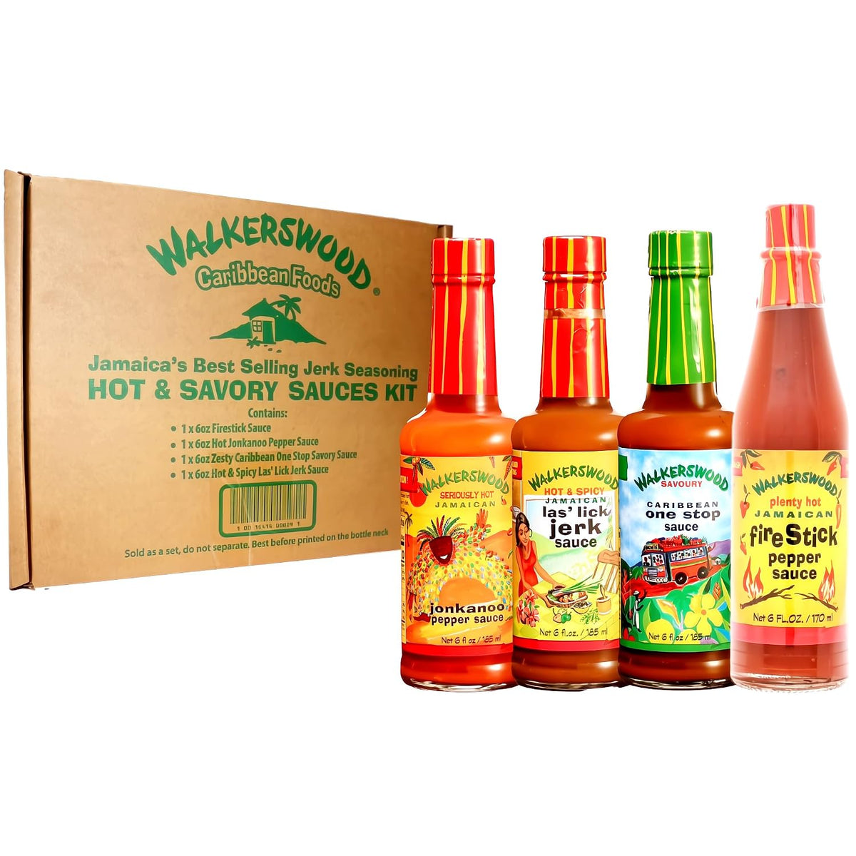 Walkerswood hot and savory sauce bottles 6 oz
