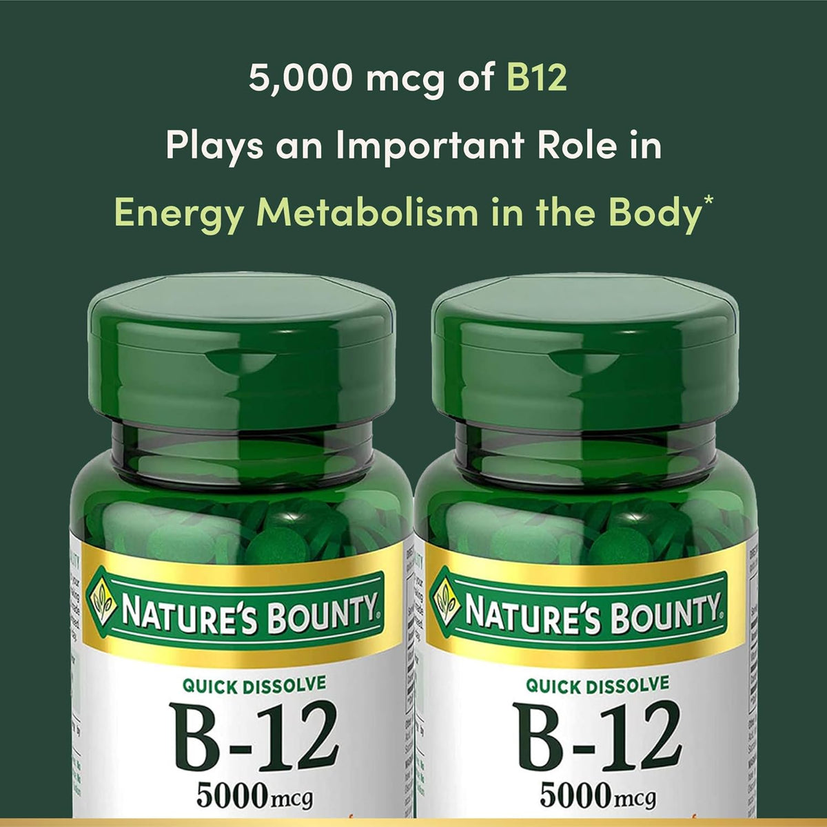 Nature's Bounty Vitamin B12 tablet bottle front view