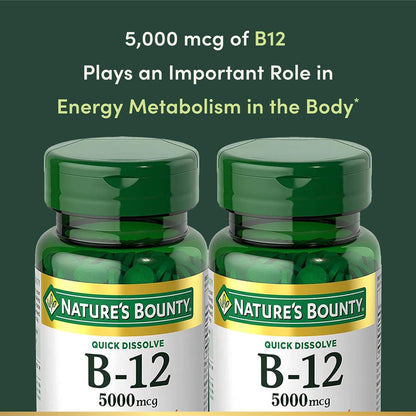 Nature's Bounty Vitamin B12 tablet bottle front view