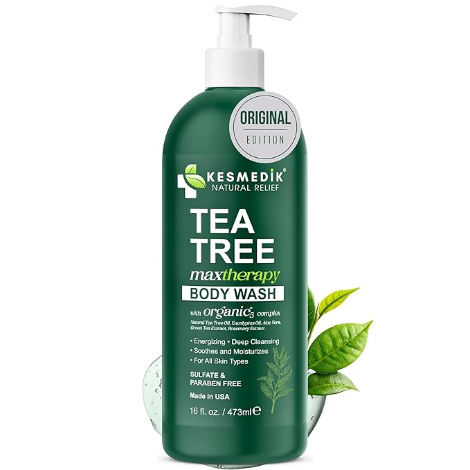 Visit the KESMEDIK Store — KESMEDIK Tea Tree Body Wash MaxTherapy, Itchy Skin Relief Soap, Soothes Jock Itch, Athlete's Foot, Acne, Eczema, Psoriasis & Sensitive Skin, Intimate Wash, Men & Women, 2-Pack, Original Edition