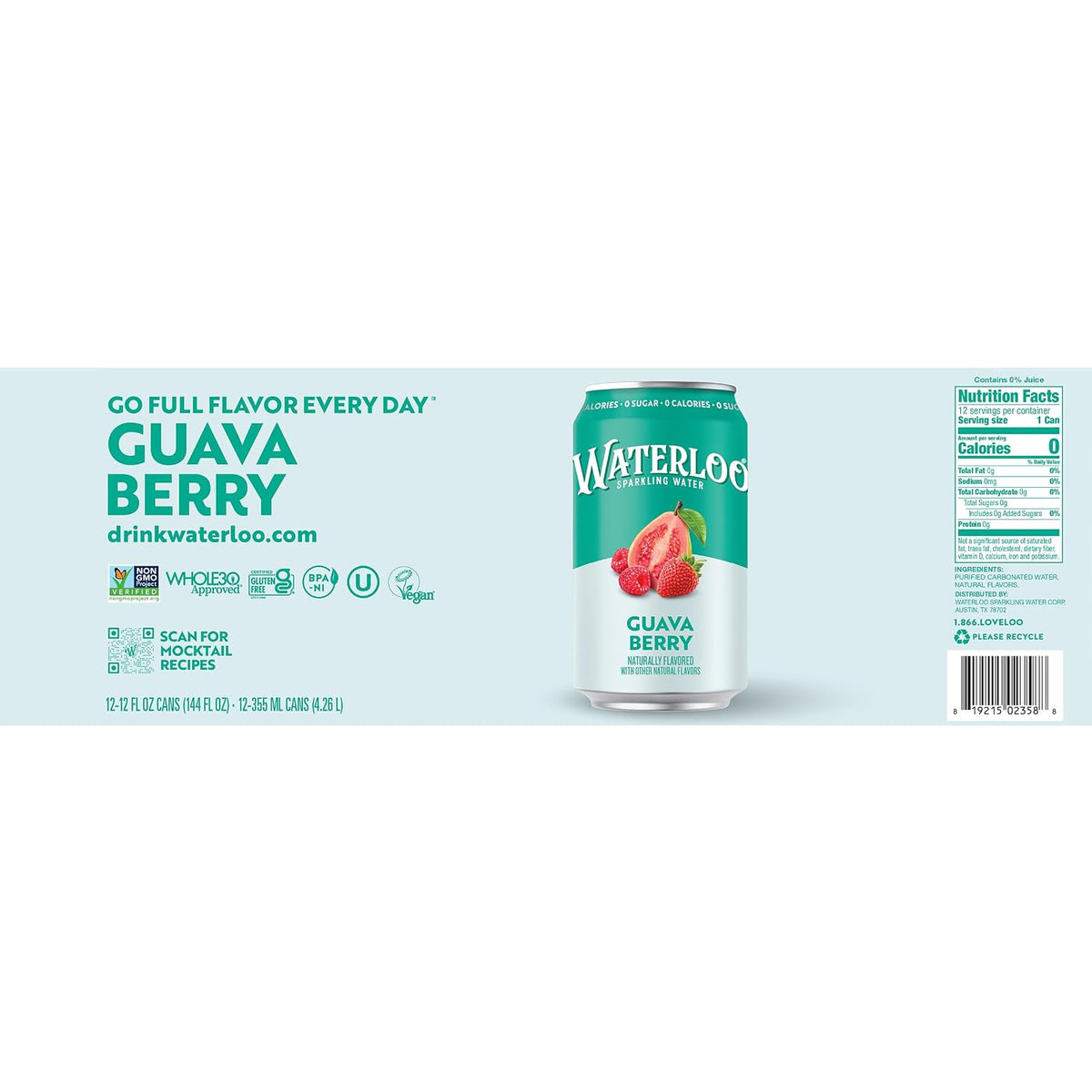 Guava Berry Waterloo sparkling water cans