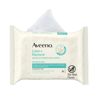 Aveeno alcohol-free facial cleansing towelettes pack