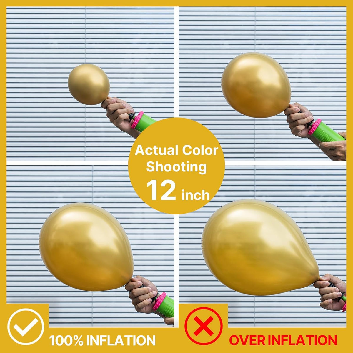Mixed-size white and gold balloons with strip