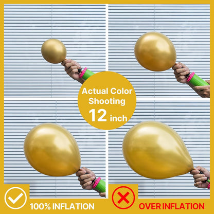 Mixed-size white and gold balloons with strip
