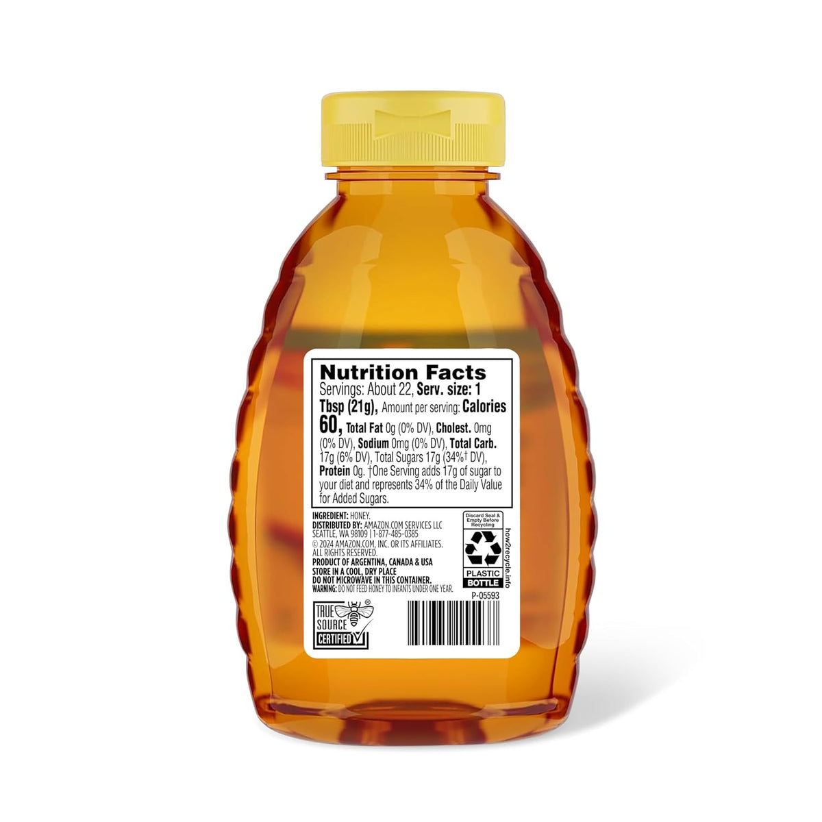 16 oz pure honey bottle front view
