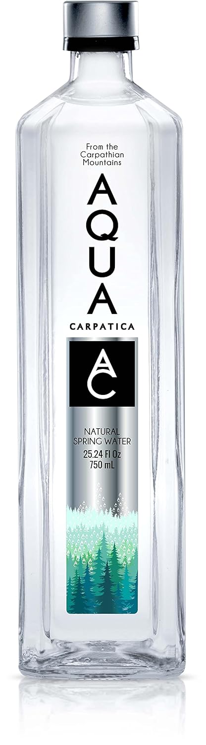 Visit the Aqua Carpatica Store — AQUA Carpatica Natural Spring Water with Electrolytes, Artesian Glass Bottled Water, 750 ml / 25.36 oz. (12 Pack)