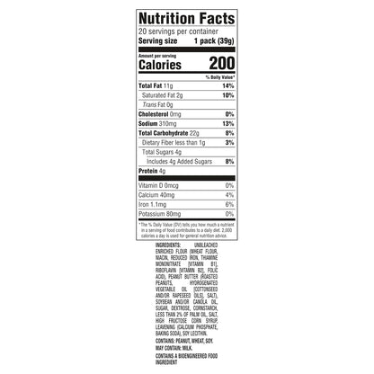Individual RITZ peanut butter cracker snack pack