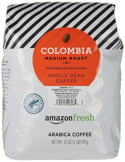 Amazon Fresh Colombia whole bean coffee 32 oz bag