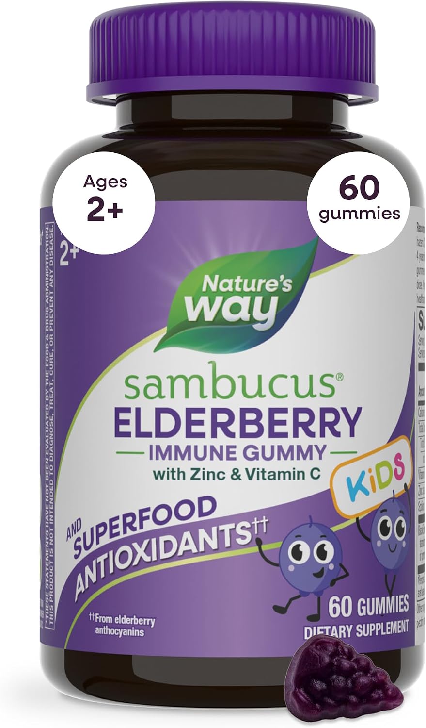 Kids elderberry immune gummies ages 2 plus 60 count