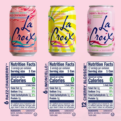 Cherry Blossom LaCroix sparkling water cans