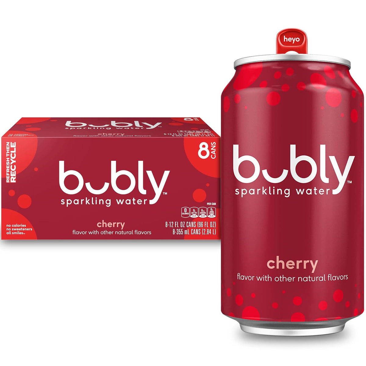 Bubly cherry sparkling water 12 fl oz cans